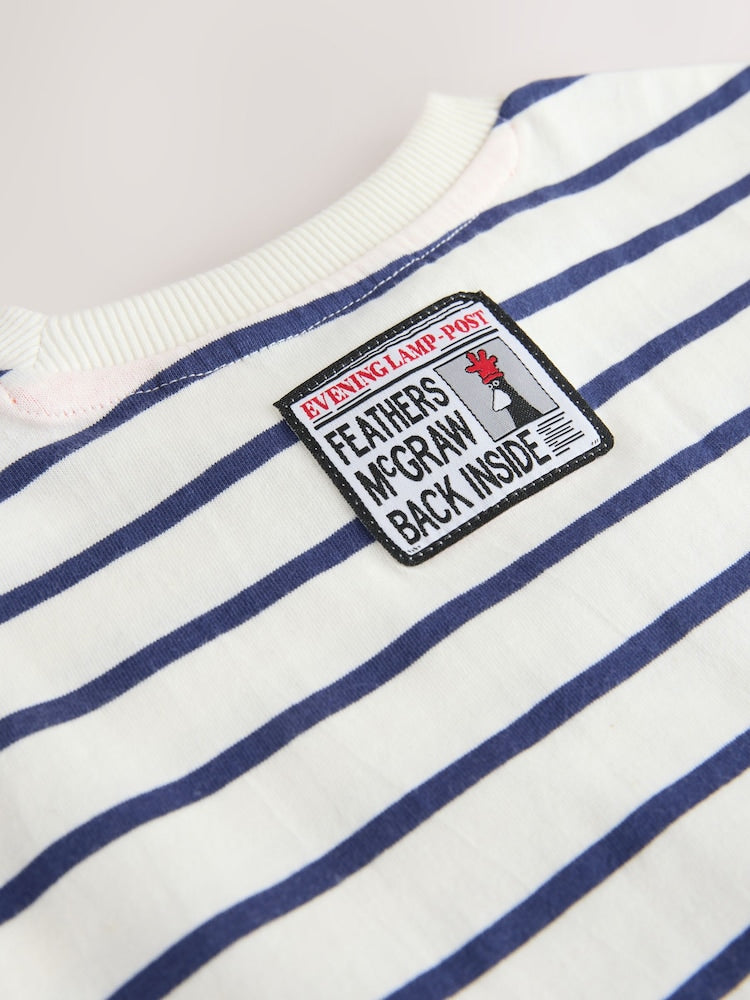 White Stripe Long Sleeve Wallace &amp; Gromit T-Shirt (3mths-8yrs)