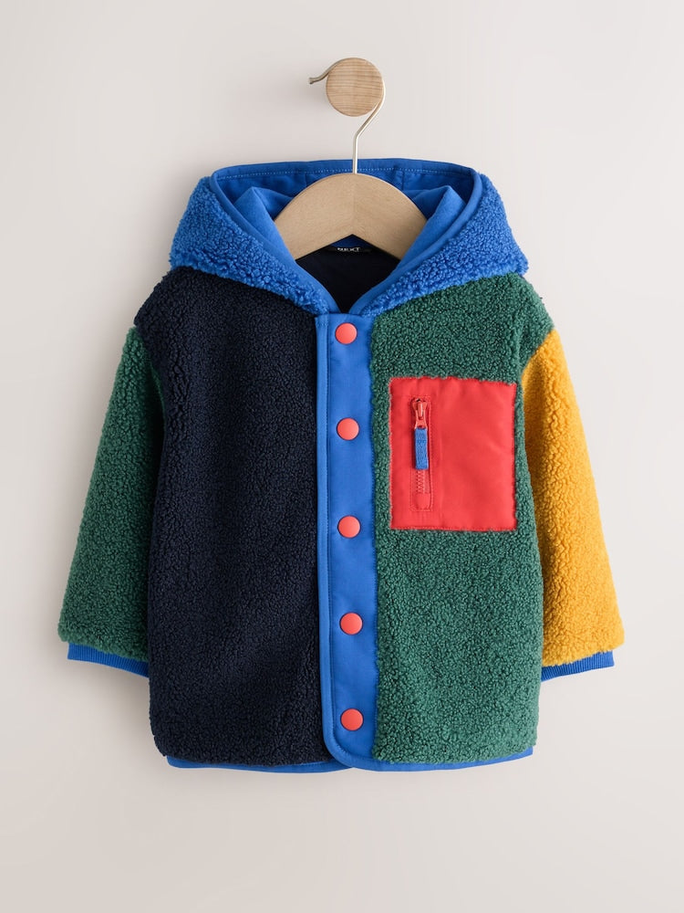 Multi Bright Colourblock Hooded Fleece (3mths-7yrs) - block / 12-18 Months (80-86cm)