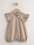 Chocolate Brown Broderie Baby Romper (0mths-2yrs) - Chocolate Brown / 12-18 Months (80-86cm)
