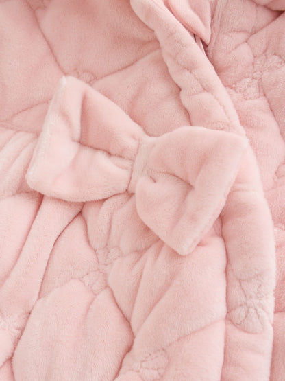 Pink Velour Zip Through Quilted Baby All-In-One (0mths-2yrs)