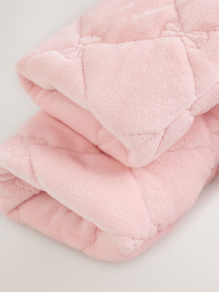 Pink Velour Zip Through Quilted Baby All-In-One (0mths-2yrs)