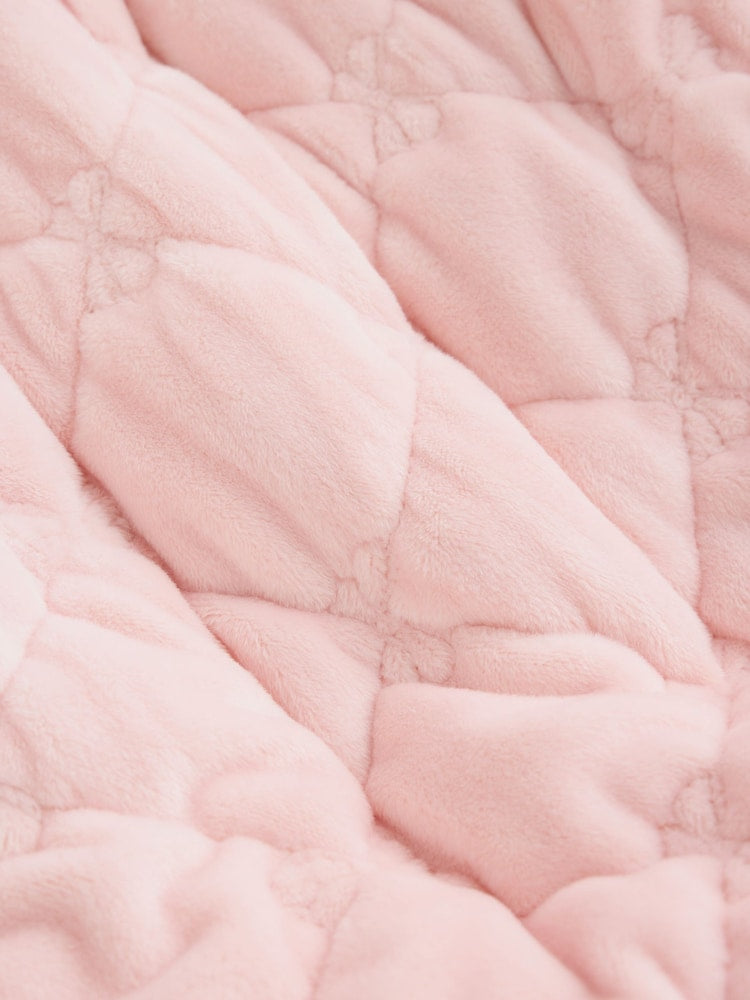 Pink Velour Zip Through Quilted Baby All-In-One (0mths-2yrs)