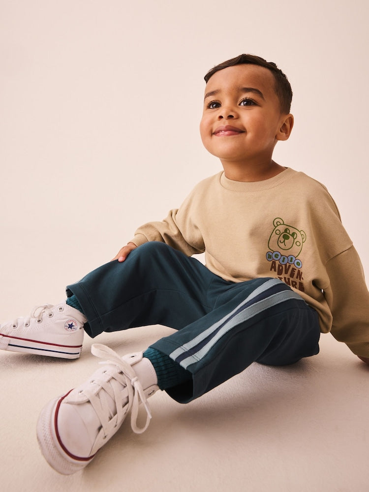 Teal Blue Wide Leg Side Stripe Joggers (3mths-7yrs) - Size 3-6 Months (62-68cm)