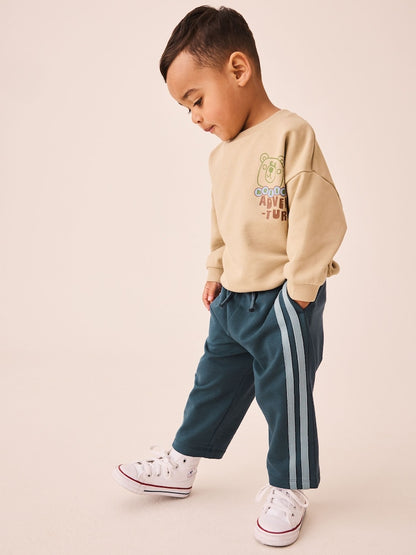 Teal Blue Wide Leg Side Stripe Joggers (3mths-7yrs) - Size 3-6 Months (62-68cm)
