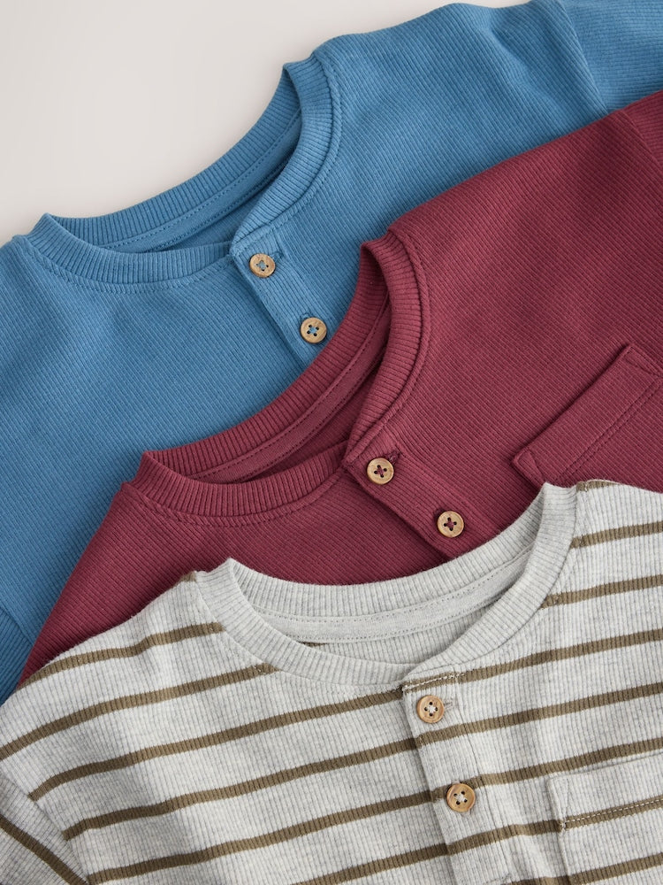 Blue/Grey/Maroon Snuggle Pyjamas 3 Pack (9mths-12yrs)