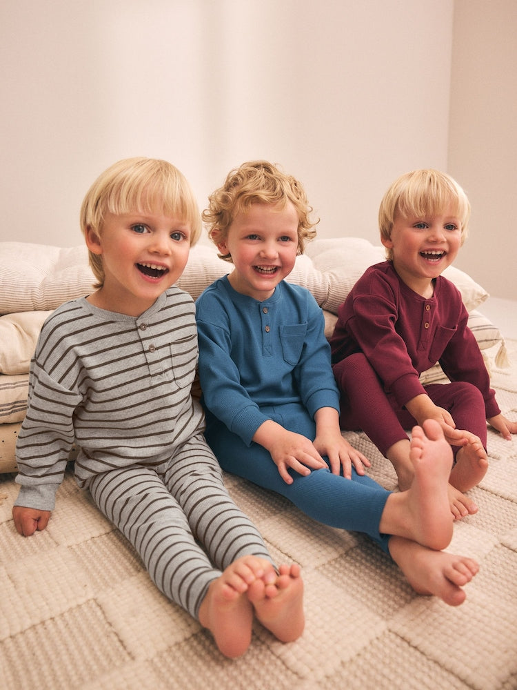 Blue/Grey/Maroon Snuggle Pyjamas 3 Pack (9mths-12yrs)