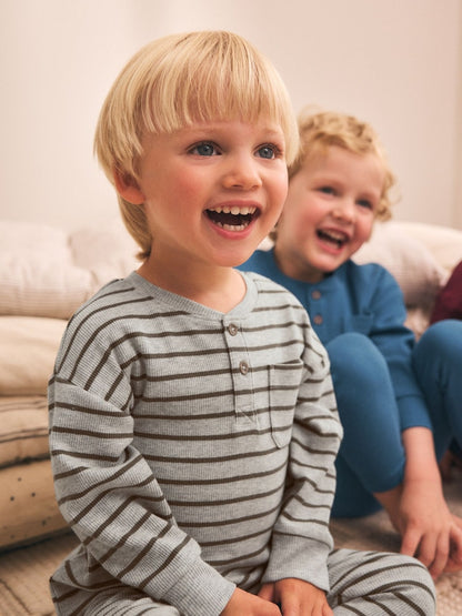 Blue/Grey/Maroon Snuggle Pyjamas 3 Pack (9mths-12yrs)