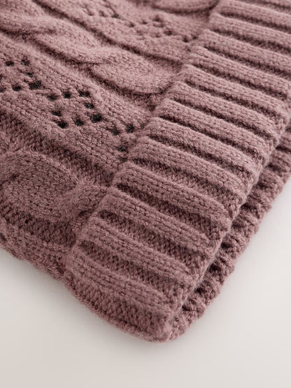 Brown Cable Knitted