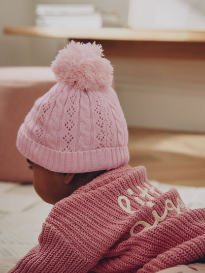 Pink Cable Knitted Pom