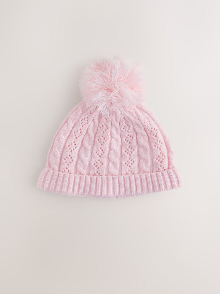 Pink Cable Knitted Pom