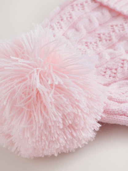 Pink Cable Knitted Pom