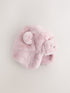 Pink Bear Embroidered Faux Fur Trapper Baby Hat - Pink Bear Embroidered Faux Fur / Up to 1 Month (50-56cm)