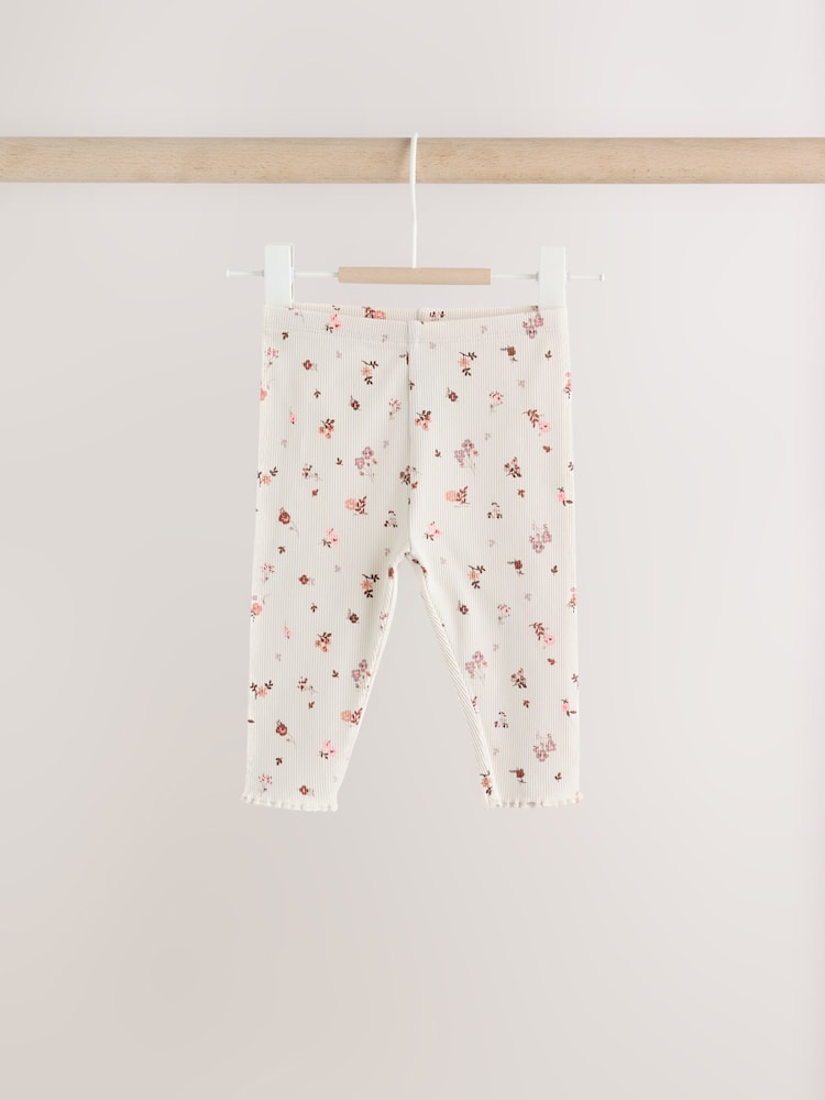 Ecru Floral Peplum Top and Leggings Baby Set (0mths-2yrs)