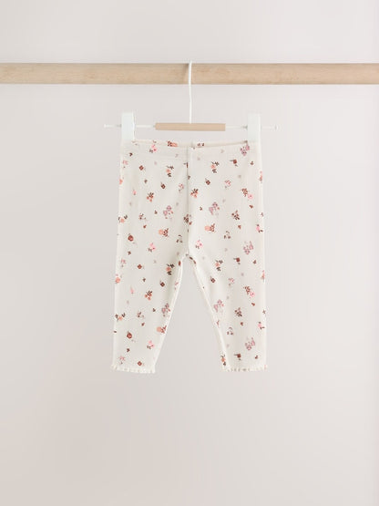 Ecru Floral Peplum Top and Leggings Baby Set (0mths-2yrs)