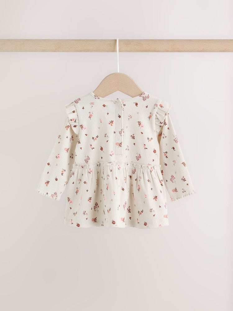 Ecru Floral Peplum Top and Leggings Baby Set (0mths-2yrs)