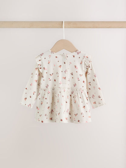 Ecru Floral Peplum Top and Leggings Baby Set (0mths-2yrs)