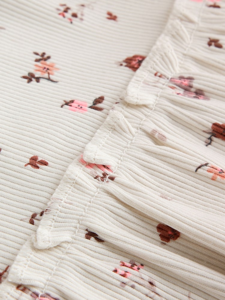 Ecru Floral Peplum Top and Leggings Baby Set (0mths-2yrs)