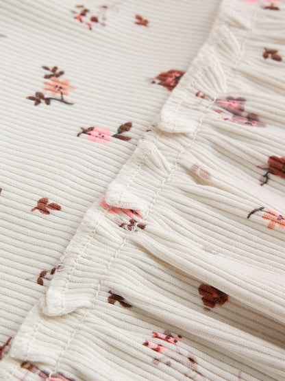 Ecru Floral Peplum Top and Leggings Baby Set (0mths-2yrs)