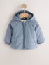 Blue Hooded Mid-Weight Fleece Lined Puffer Baby Jacket (0mths-2yrs) - Up to 1 Month (50-56cm)