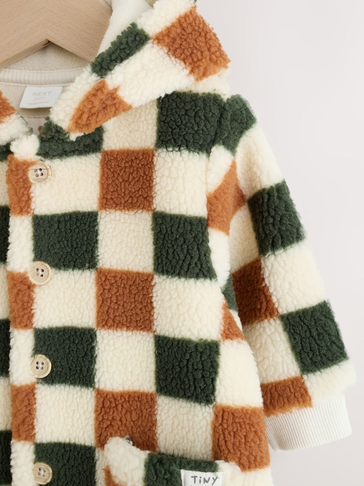Checkerboard Borg Button Hooded Baby Pramsuit (0mths-2yrs)