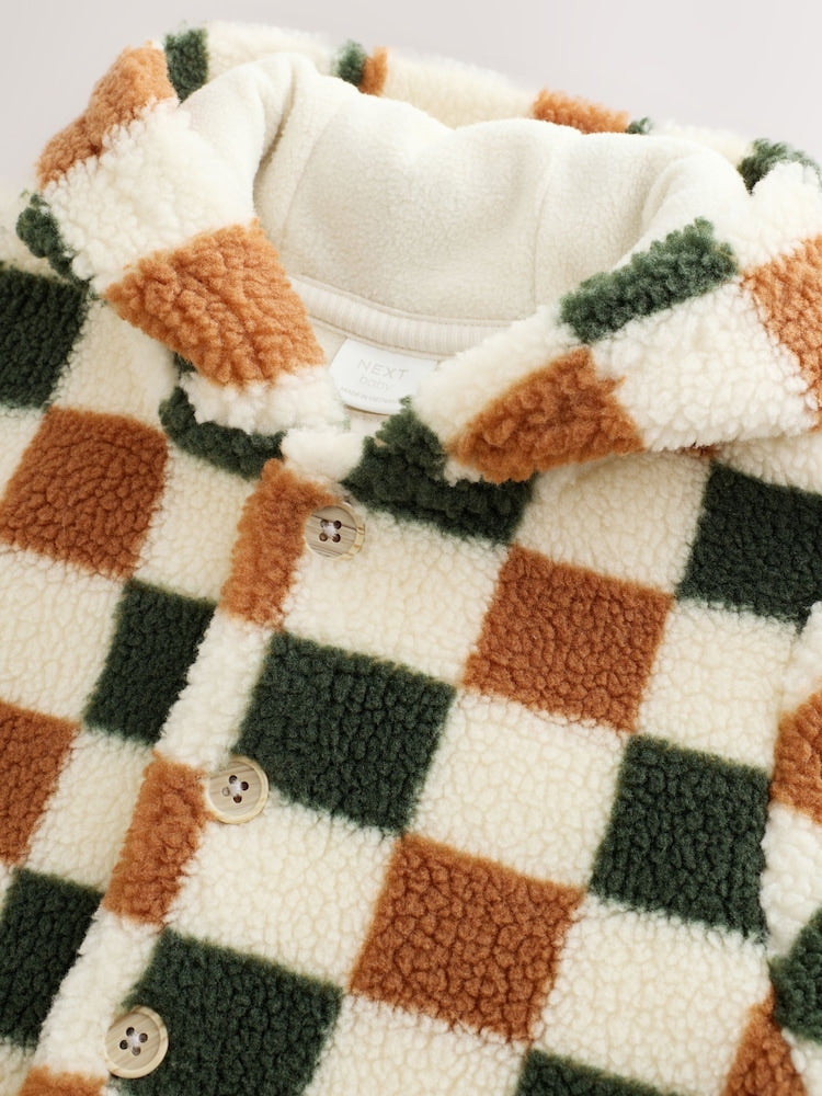 Checkerboard Borg Button Hooded Baby Pramsuit (0mths-2yrs)