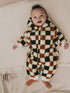 Checkerboard Borg Button Hooded Baby Pramsuit (0mths-2yrs)