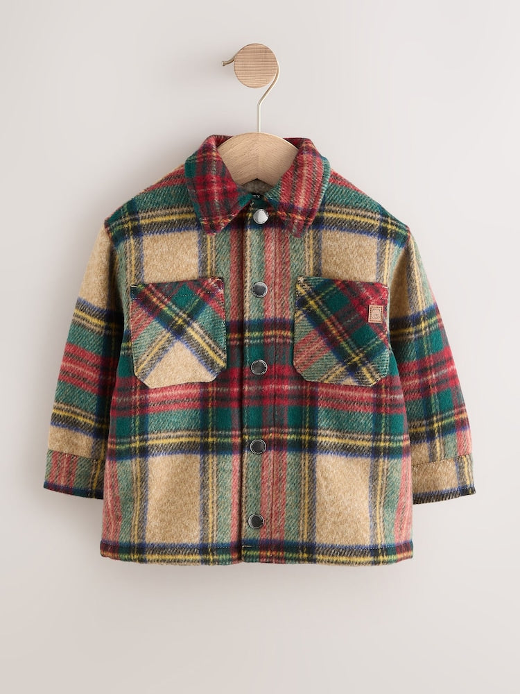 Red/Green Check Borg Lined Shacket (3mths-7yrs)