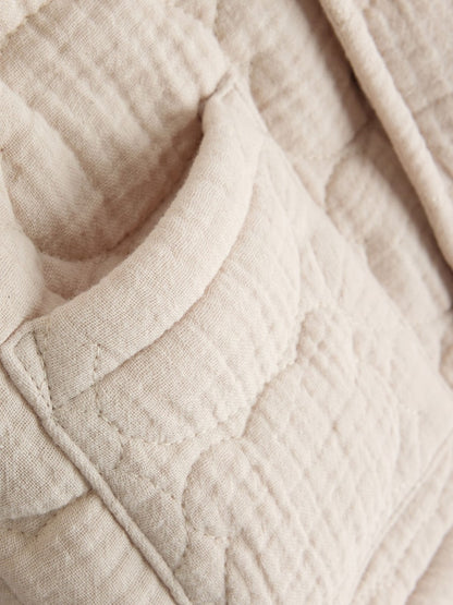 Cream Crinkle Bear Face Quilted Baby Jacket
