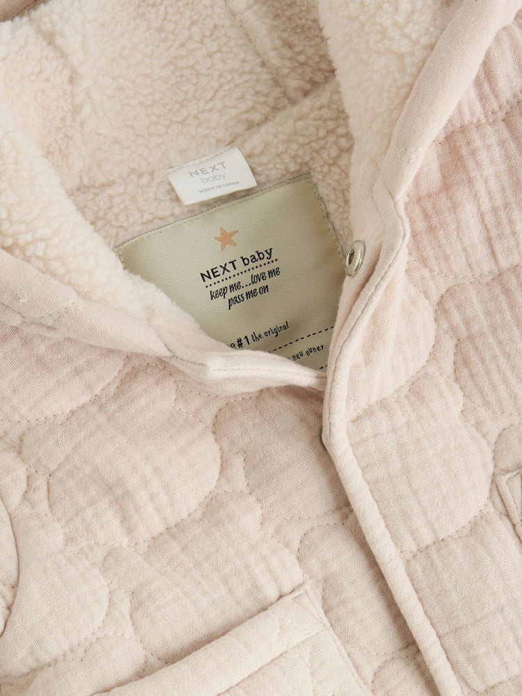 Cream Crinkle Bear Face Quilted Baby Jacket