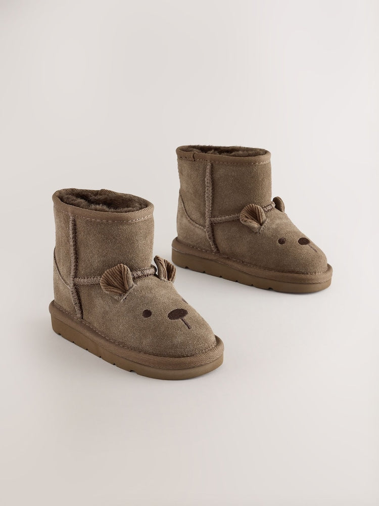Chocolate Brown Bear Standard Fit (F) Water Repellent Suede Pull On Boots - Size EU 19 (UK 3) - Chocolate Brown Bear