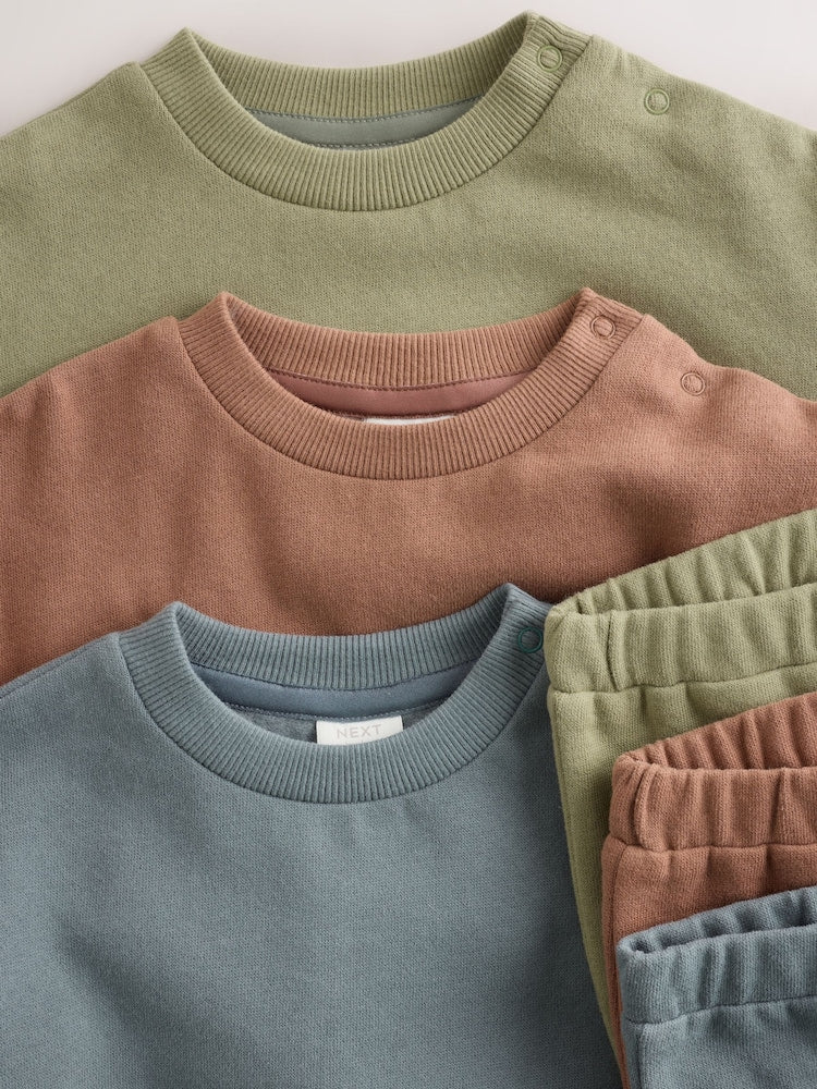 Brown/Blue/Green Sweater and Leggings Baby Set 6 Piece (0mths-2yrs)