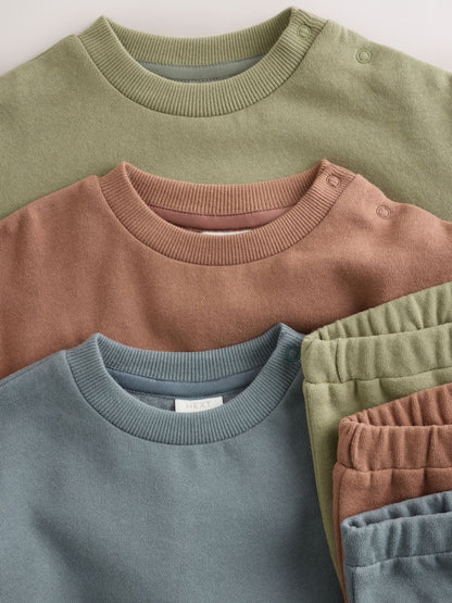 Brown/Blue/Green Sweater and Leggings Baby Set 6 Piece (0mths-2yrs)