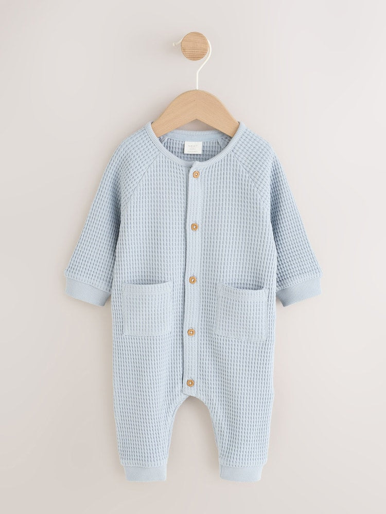 Blue Textured Baby Romper (0mths-3yrs) - Up to 1 Month (50-56cm)
