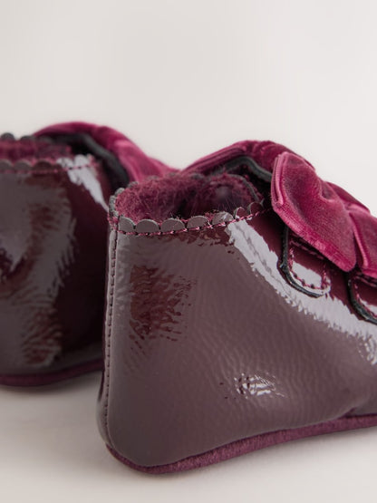 Burgundy Red Bow Baby Boots (0-24mths)