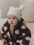 White Pointelle Double Pom Baby Beanie - White Pointelle / Up to 1 Month (50-56cm)