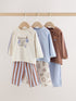 Blue/Brown Brunch Club Baby Top and Wide Leg Leggings Set 6 Piece (0mths-2yrs) - Blue/Brown Brunch Club / 12 - 18 Months (80 - 86cm)