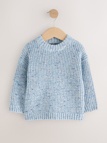 Blue Twist Knitted Crew Neck Jumper (3mths-7yrs) - Blue / 12-18 Months (80-86cm)