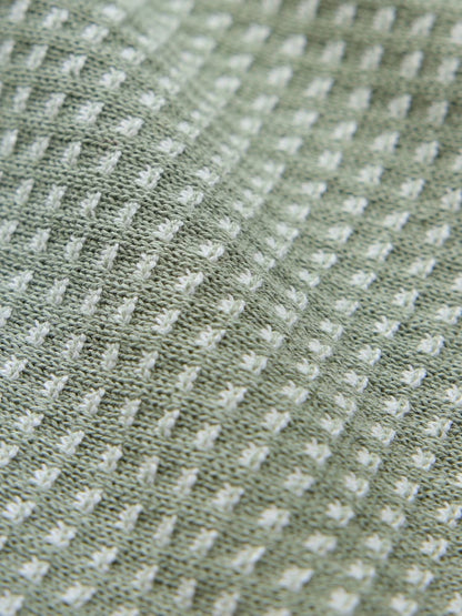 Green Textured Knitted Popper Neck Polo