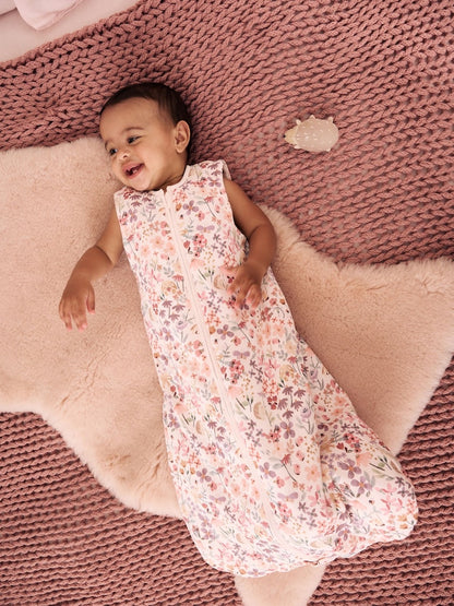 Pink Floral 2.5 Tog Removable Sleeve Baby Sleep Bag