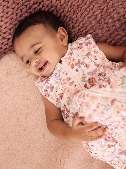 Pink Floral 2.5 Tog Removable Sleeve Baby Sleep Bag