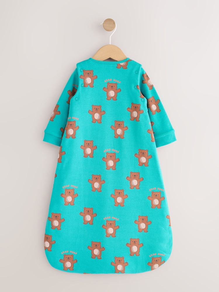 Green Bear Hugs 2.5 Tog Removable Sleeve Baby Sleep Bag