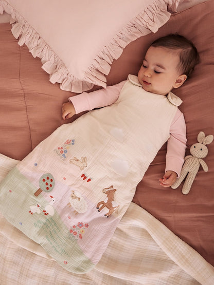 Pastel Farm 2.5 Tog Baby Sleep Bag - Pastel Farm / Up to 1 Month (50-56cm)