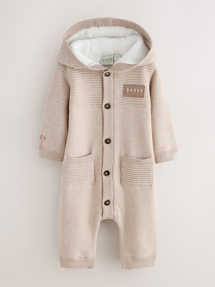 Baker by Ted Baker Stone Knitted Romper With Hoodie