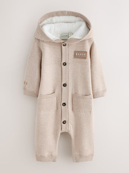 Baker by Ted Baker Stone Knitted Romper With Hoodie