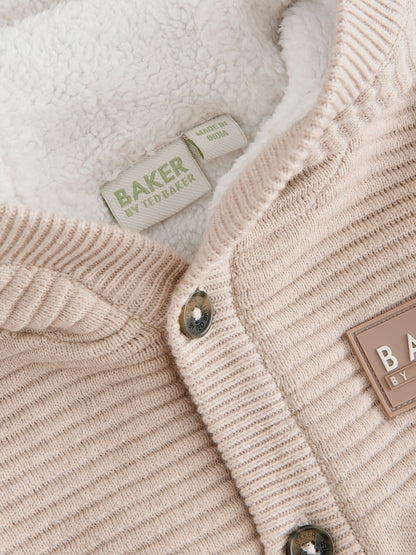 Baker by Ted Baker Stone Knitted Romper With Hoodie