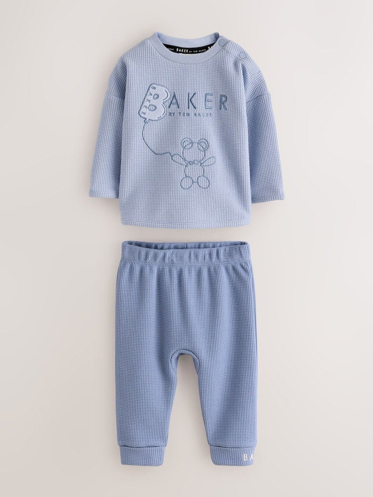 Baker by Ted Baker Blue Textured Long Sleeve Sweat Top and Joggers 4 Piece Set