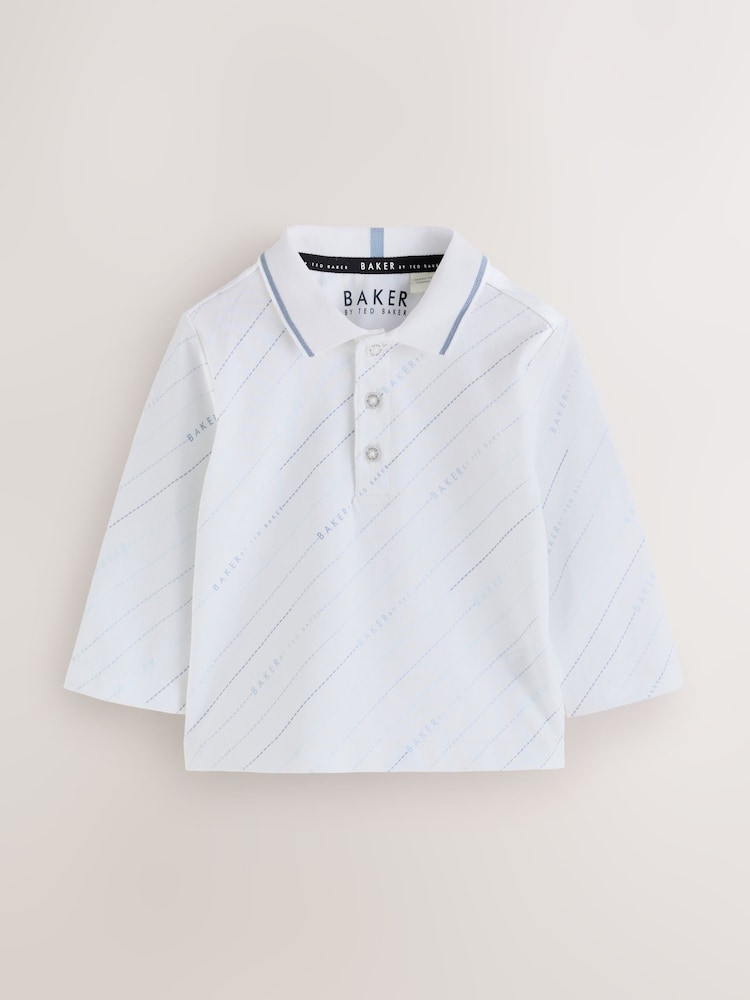 Baker by Ted Baker Blue Textured Dungaree and Polo Shirt Set