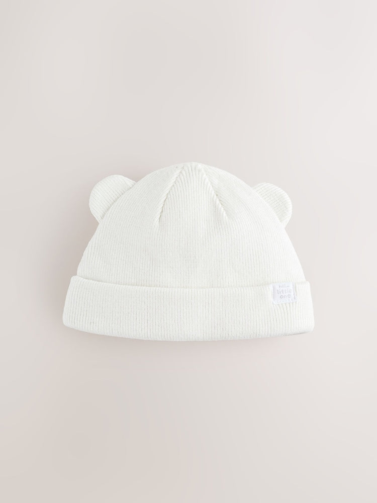 Grey / Cream Rib Baby Beanie Hats 2 Pack
