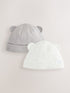 Grey / Cream Rib Baby Beanie Hats 2 Pack