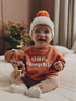 White Embroidered Knitted Pumpkin Pom Baby Hat
